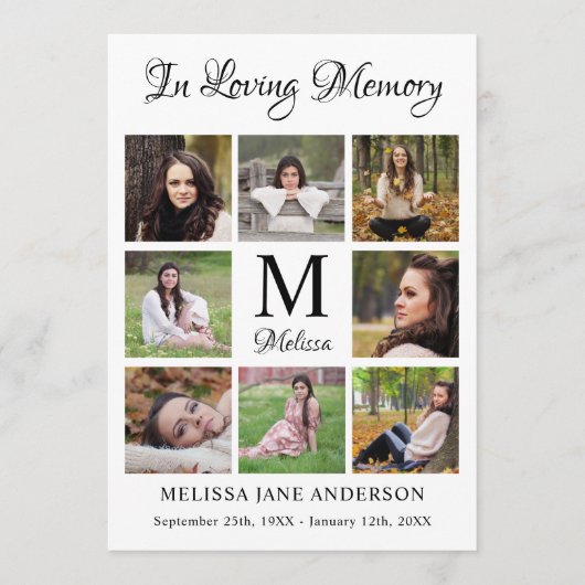 Memorial Personalized 8 Photo Service Funeral Programmakaart (Voorkant)