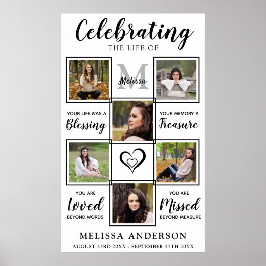 Memorial Personalized Photo Collage Funeral Poster (Voorkant)