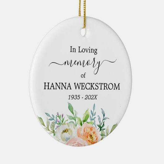 Memorial Personalized Photo Floral Keramisch Ornament (Rechts)
