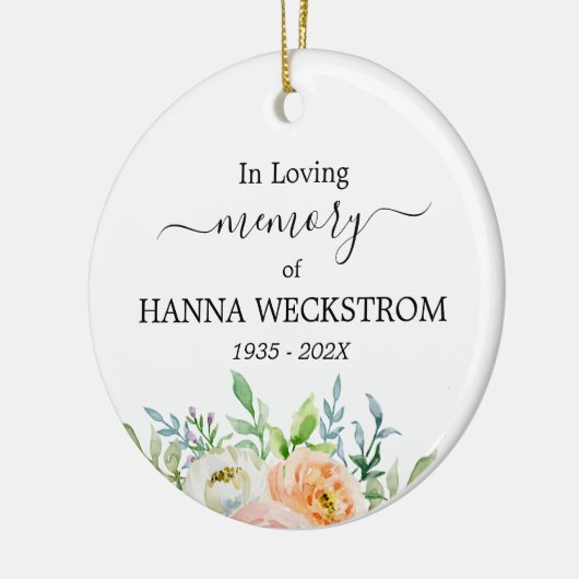 Memorial Personalized Photo Floral Keramisch Ornament (Links)