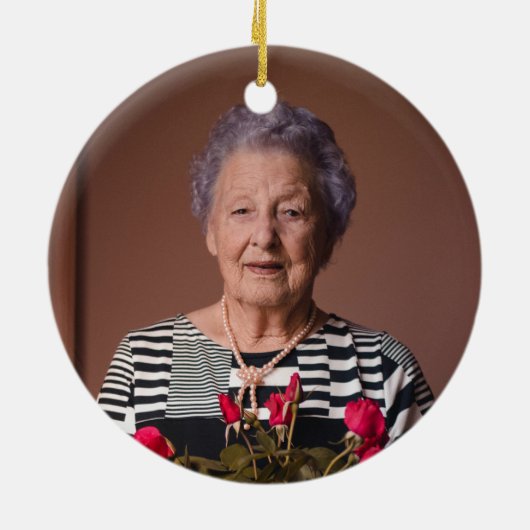 Memorial Personalized Photo Floral Keramisch Ornament (Achterkant)