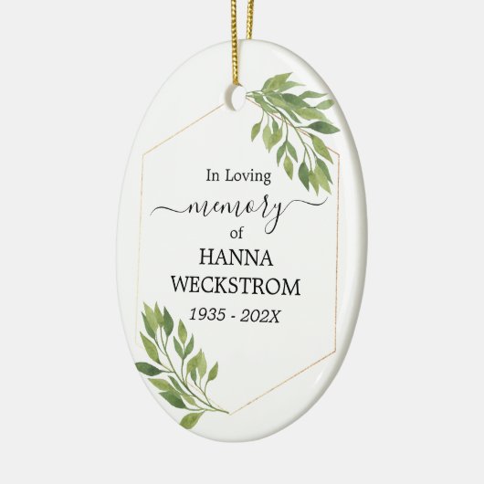 Memorial Personalized Photo greenery Keramisch Ornament (Links)