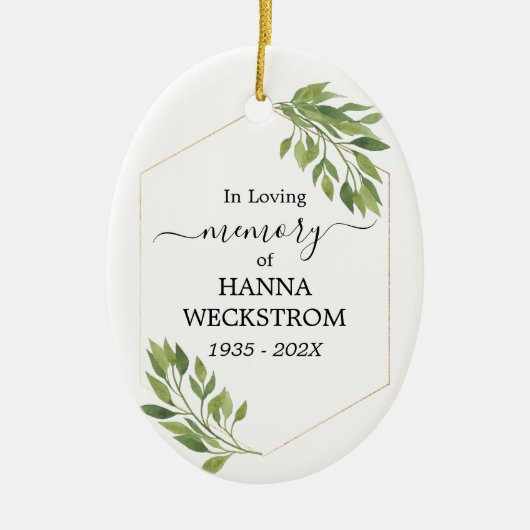 Memorial Personalized Photo greenery Keramisch Ornament (Voorkant)