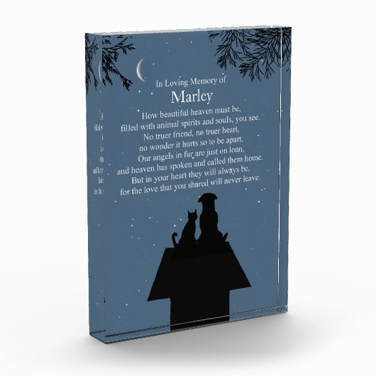 Memorial Pet Cat Dog Spiritueel gedicht Fotoblokken (Links)