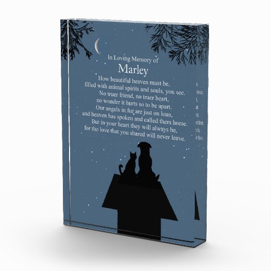 Memorial Pet Cat Dog Spiritueel gedicht Fotoblokken (Rechts)