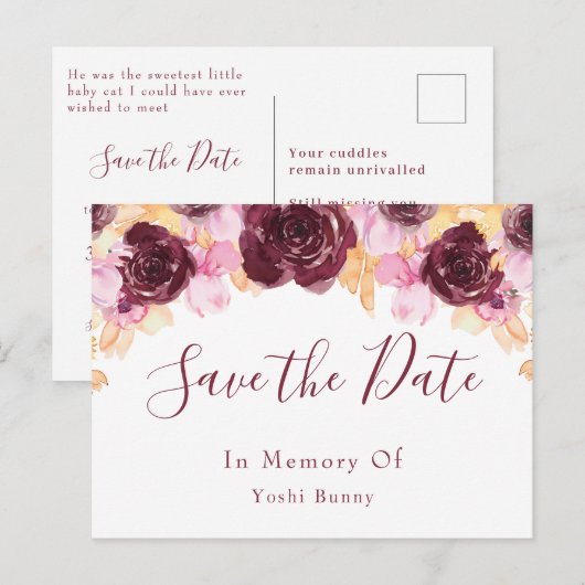 Memorial Pet Post Card  Aankondigingskaart (Voorkant / Achterkant)