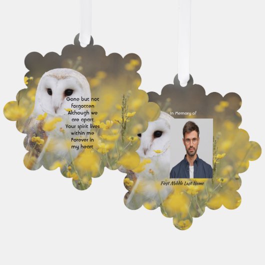  Memorial Photo Barn Owl Bird  Ornament Kaart (Voorkant / Achterkant)