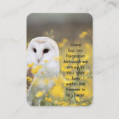  Memorial Photo Barn Owl Bird  Visitekaartje (Voorkant)