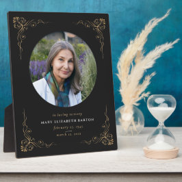 Memorial Photo Black Gold Decorative Fotoplaat