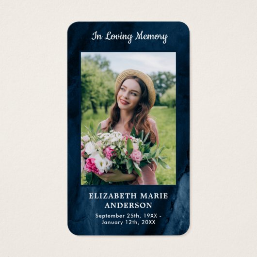 Memorial Photo Blue Marble Funeral Prayer Kaart (Voorkant)