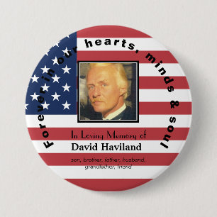 Memorial Photo Button met Amerikaanse vlag HAMbWG