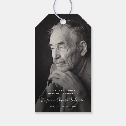 Memorial Photo Candle Funeral Keepomwille Cadeaulabel (Voorkant)