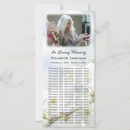 Memorial Photo Card | Springtime in Glory Poem (Voorkant)