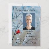 Memorial Photo Cardinale Red Bird Trees Kaart (Achterkant)