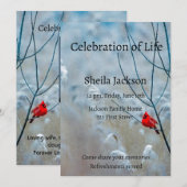 Memorial Photo Cardinale Red Bird Trees Kaart (Voorkant / Achterkant)