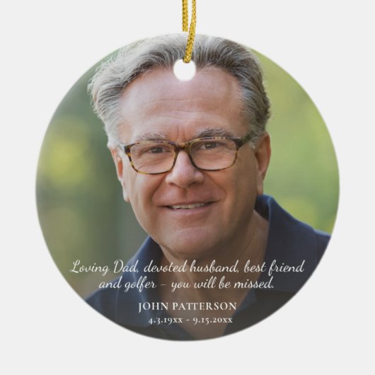 Memorial Photo Celebration of Life Custom Text Keramisch Ornament (Voorkant)