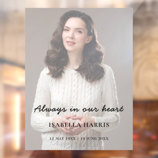 Memorial Photo Celebration of Life Design Raamsticker (Vel 2)