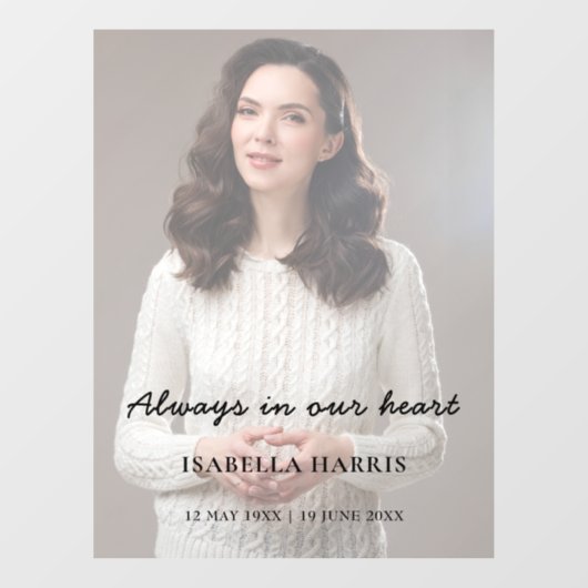 Memorial Photo Celebration of Life Design Raamsticker (Vel)