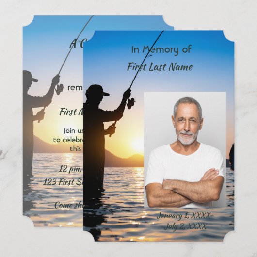 Memorial Photo Celebration of Life Service Uitnodi Kaart (Voorkant / Achterkant)
