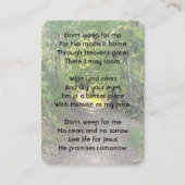 Memorial Photo Christelijk Path Trail Forest Trees Visitekaartje (Voorkant)