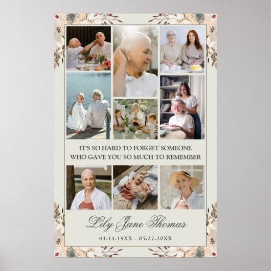 Memorial Photo Collage Funeral Sympathy Poster (Voorkant)