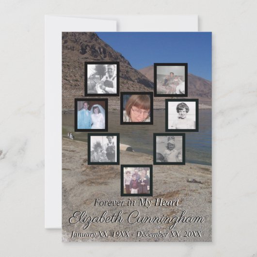 Memorial Photo Collage Heart Lake en Mountains Kaart (Voorkant)