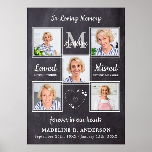 Memorial Photo Collage in Loving Memory Funeral Poster (Voorkant)