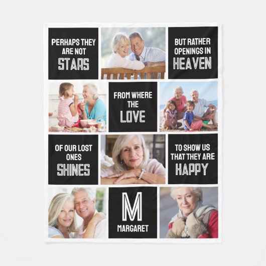 Memorial Photo Collage Quote Fleece Deken (Voorkant)