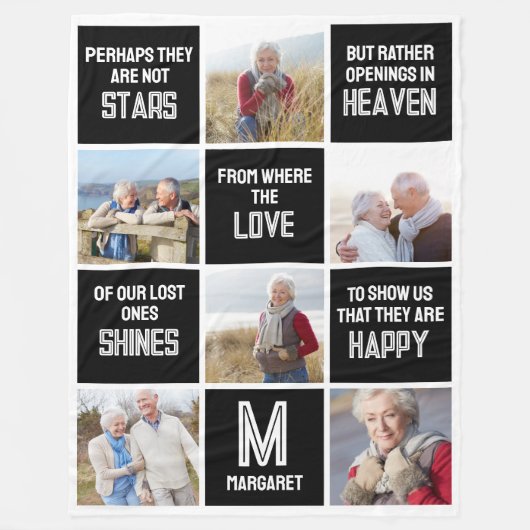 Memorial Photo Collage Quote Fleece Deken (Voorkant)