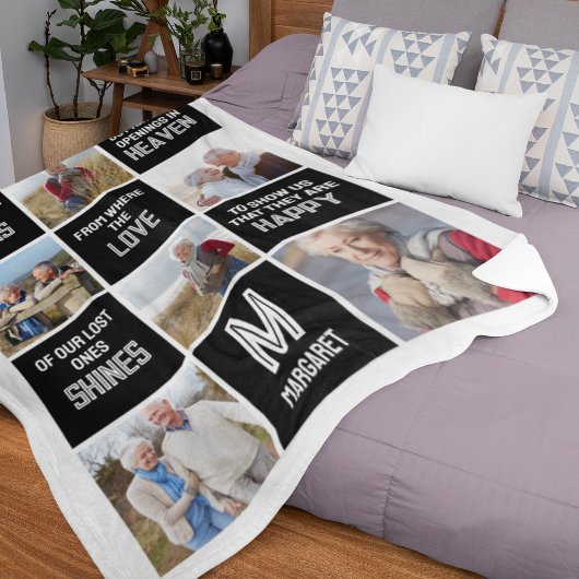 Memorial Photo Collage Quote Fleece Deken