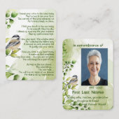 Memorial Photo Custom Chickadee Bird Natuur Visitekaartje (Voorkant / Achterkant)