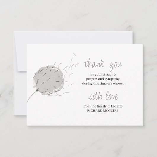 Memorial Photo Dandelion Puff Simple Funeral Bedankkaart (Voorkant)