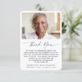 Memorial Photo Elegant Script Bedankkaart (Staand voorkant)