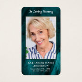 Memorial Photo Emerald Green Funeral Prayer Kaart (Voorkant)