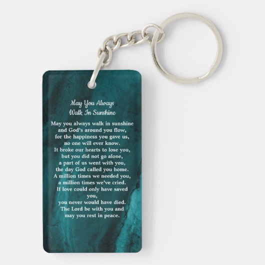 Memorial Photo Emerald Green Funeral Prayer Sleutelhanger (achterkant)