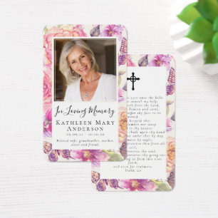 Memorial Photo Floral Funeral Prayer Kaart