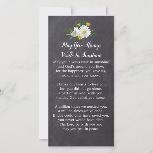 Memorial Photo Floral Funeral Prayer Kaart Bladwij (Achterkant)