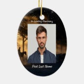 Memorial Photo Forest Trail Walk Paarden Keramisch Ornament (Achterkant)