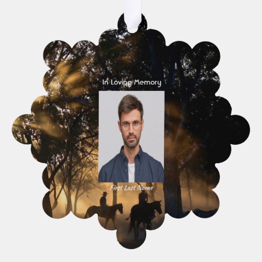 Memorial Photo Forest Trail Walk Paarden Ornament Kaart (Achterkant)