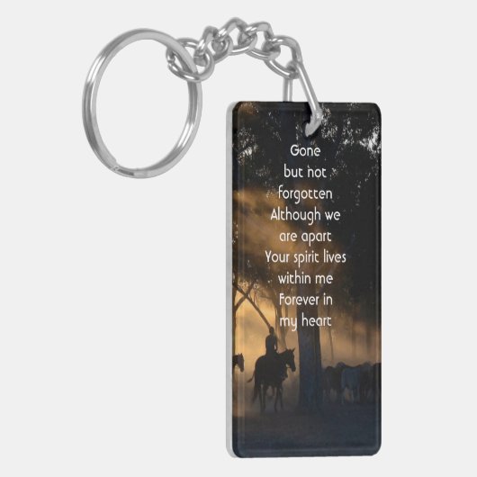 Memorial Photo Forest Trail Walk Paarden Sleutelhanger (Voorkant Links)