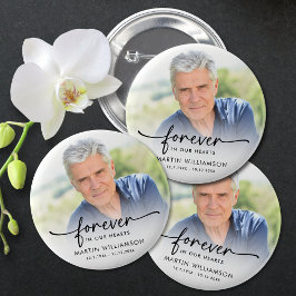 Memorial Photo Forever In Our Hearts Keepsake Ronde Button 5,7 Cm