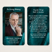 Memorial Photo Funeral Emerald Green Prayer Kaart (Voorkant /achterkant)