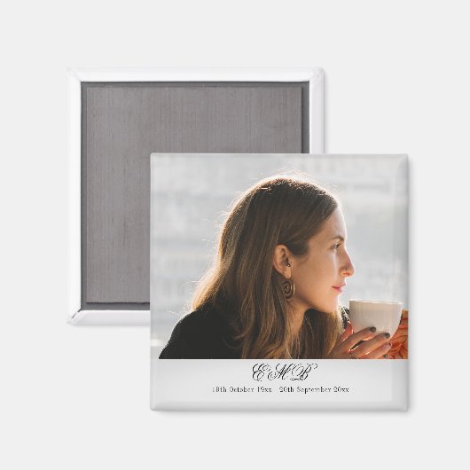 Memorial Photo Funeral Monogram Magneet (Voorkant / Achterkant)