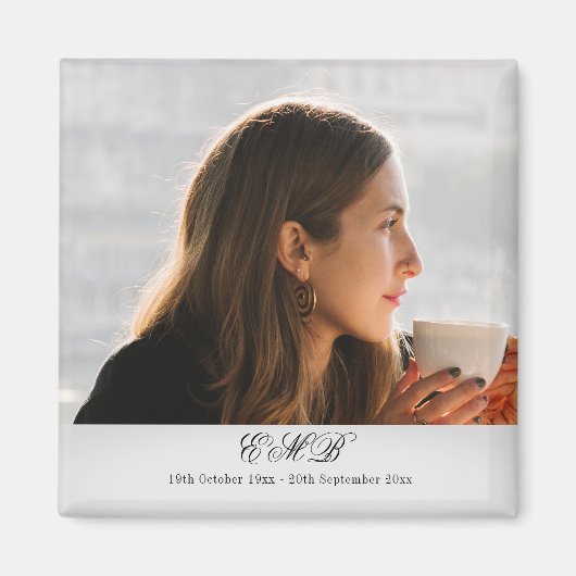 Memorial Photo Funeral Monogram Magneet (Voorkant)