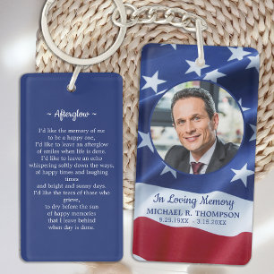 Memorial Photo Funeral Patriotic Prayer Card Sleutelhanger