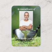 Memorial Photo Golfer Golfbaan Golfen Visitekaartje (Achterkant)