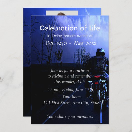 Memorial Photo Herdenking Motorcycle Biker Kaart (Voorkant / Achterkant)