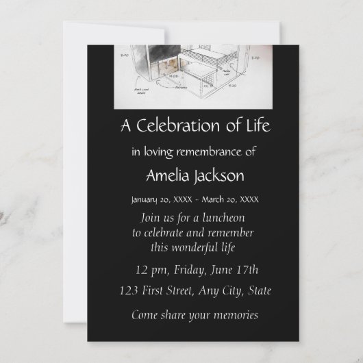 Memorial Photo Invite Architecture Architect Kaart (Achterkant)