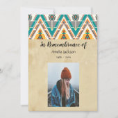 Memorial Photo Invite Boho Tribal Native Design Kaart (Voorkant)