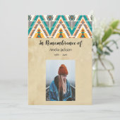 Memorial Photo Invite Boho Tribal Native Design Kaart (Staand voorkant)